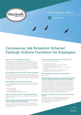 Coronavirus Job Retention Scheme/Furlough Scheme Factsheet for Employers