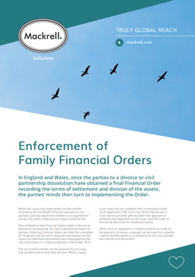 Enforcement of Family Financial Orders