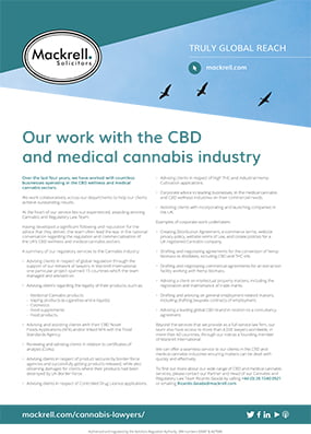 Our work with the CBD and medical cannabis industry